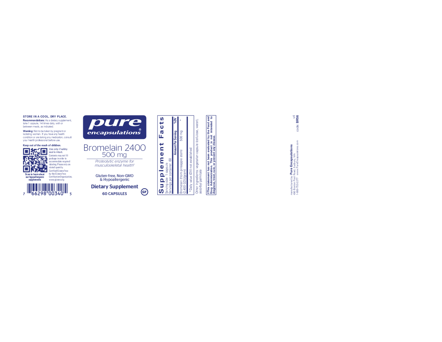 Pure Encapsulations Bromelain 2400 500 mg