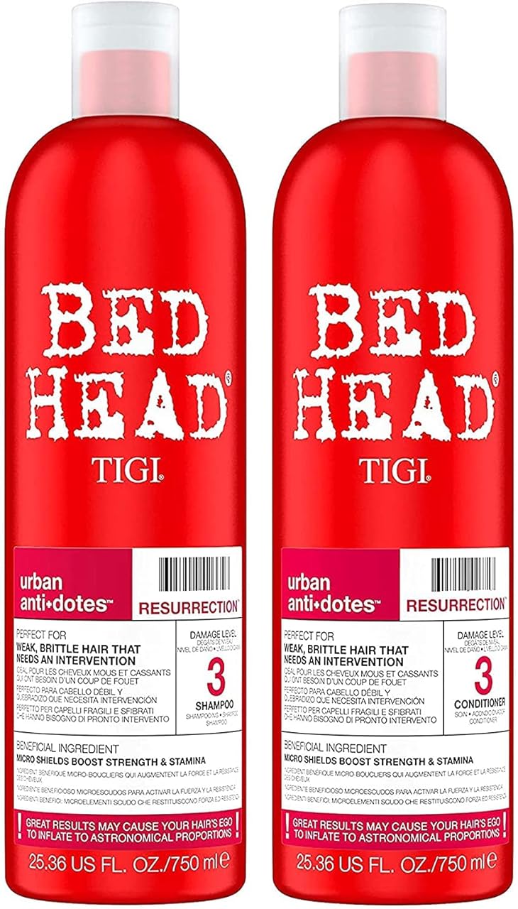 Bed Head by TIGI Urban Antidotes Resurrection Shampoo and Conditioner for Damaged Hair 25.36 fl oz 2 count