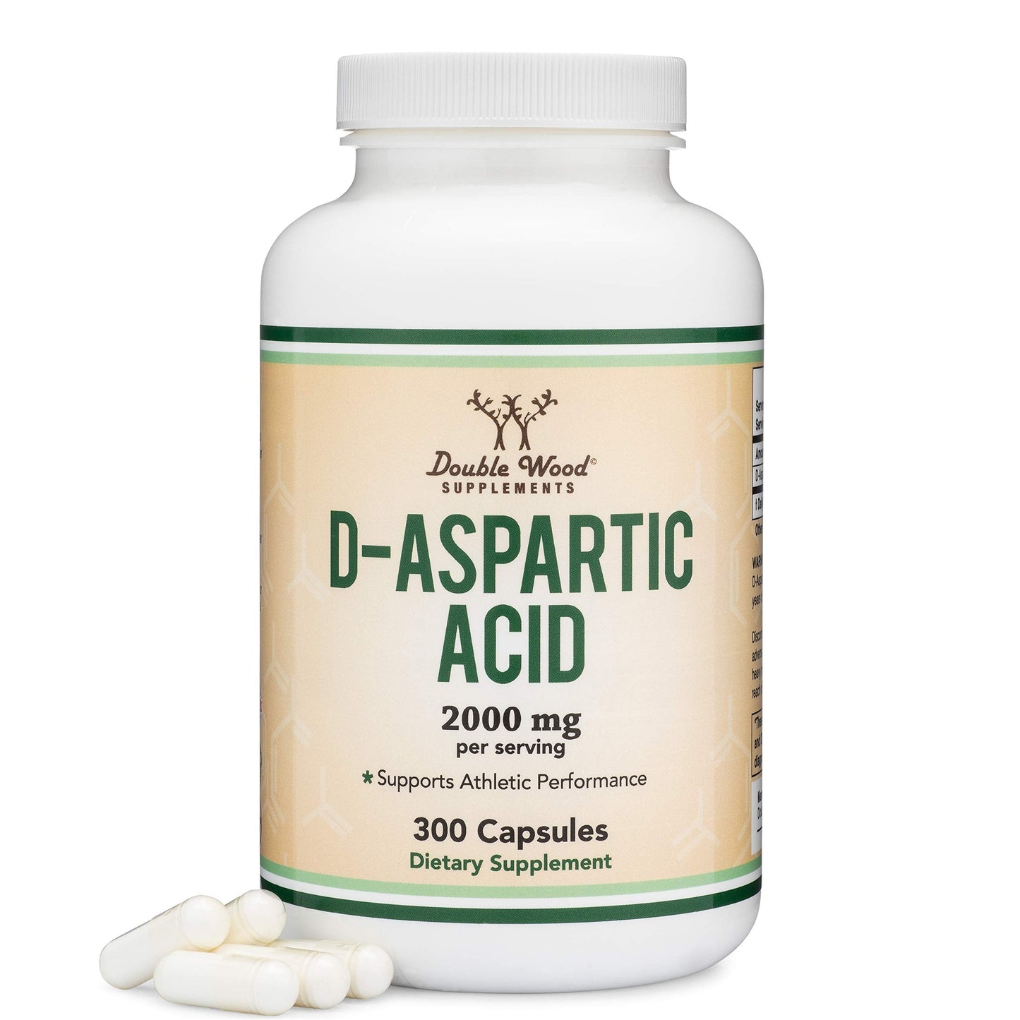 Double Wood D-Aspartic Acid (DAA) 2,000mg Per Serving, 300 Capsules