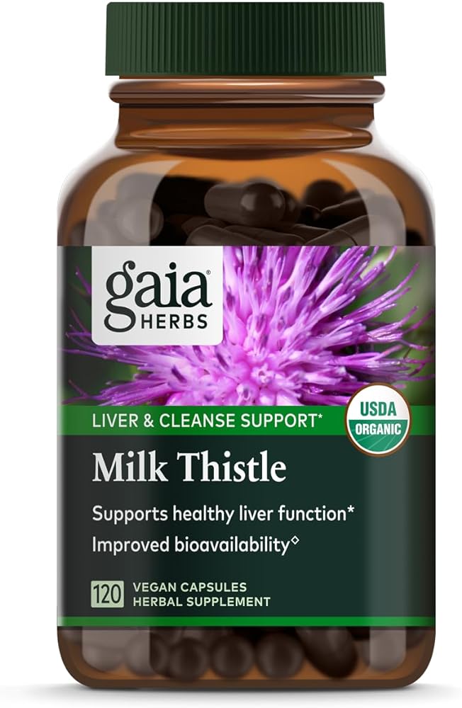 Gaia Herbs Milk Thistle - Liver Supplement & Cleanse Support for Maintaining Healthy Liver Function* - 120 Vegan Capsules (40-Day Supply)