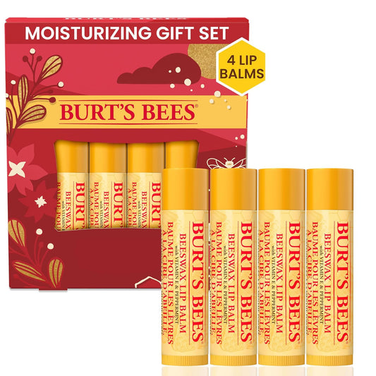BurtÕs Bees Holiday Gift, 4 Lip Balms Stocking Stuffer, Beeswax Bounty Classic Set, Beeswax Moisturizing Lip Balm