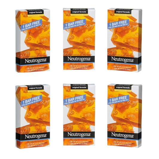 Neutrogena Transparent Facial Bar Unscented Pack, 3 Count (Pack of 6)