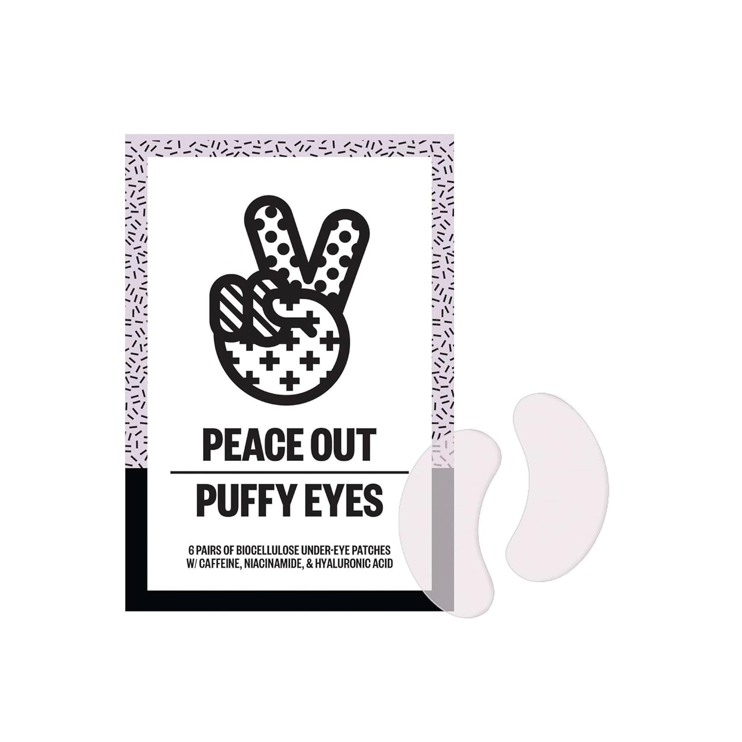PEACE OUT Skincare Puffy Eyes. Biocellulose Under-Eye Patches that Minimize Puffiness, Dark Circles and Tired-Looking Eyes with Caffeine and Niacinamide, 6 pairs