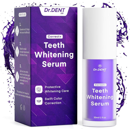 DrDent Purple Teeth Whitening Toothpaste Ð Color Corrector Purple Toothpaste for Yellow Stain Removal - Enamel-Safe Teeth Whitening Gel Ð Fluoride-Free Whitening Booster