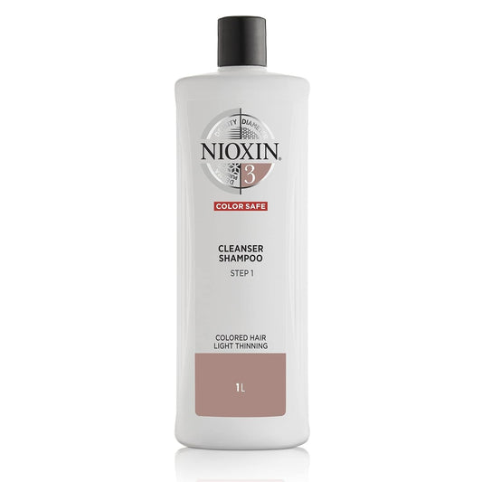 Nioxin System 3, Cleansing Shampoo With Peppermint Oil, Treats Sensitive Scalp & Provides Moisture, For Color Treated Hair with Light Thinning, Various Sizes