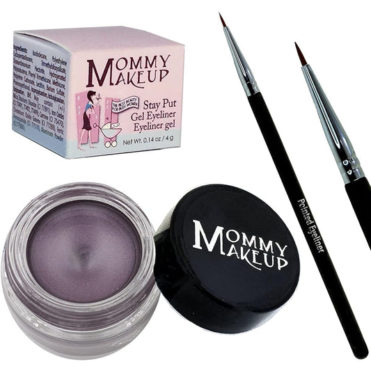 Mommy Makeup [Bundle - Save 20%] Waterproof Stay Put Gel Eyeliner in Amethyst + Pointed Eyeliner Brush