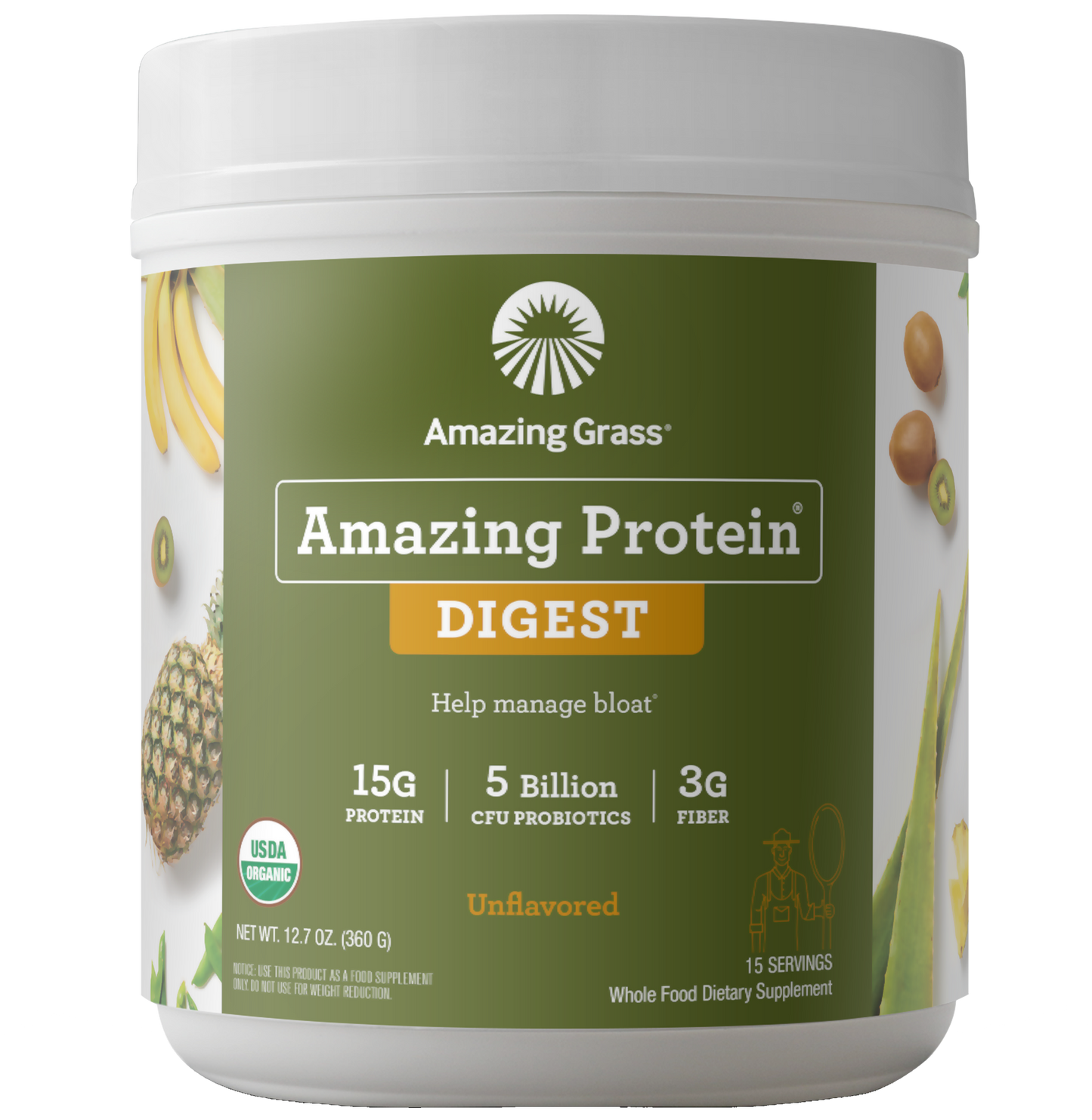 Amazing Grass Amazing Protein Digest Unflav 15 serv