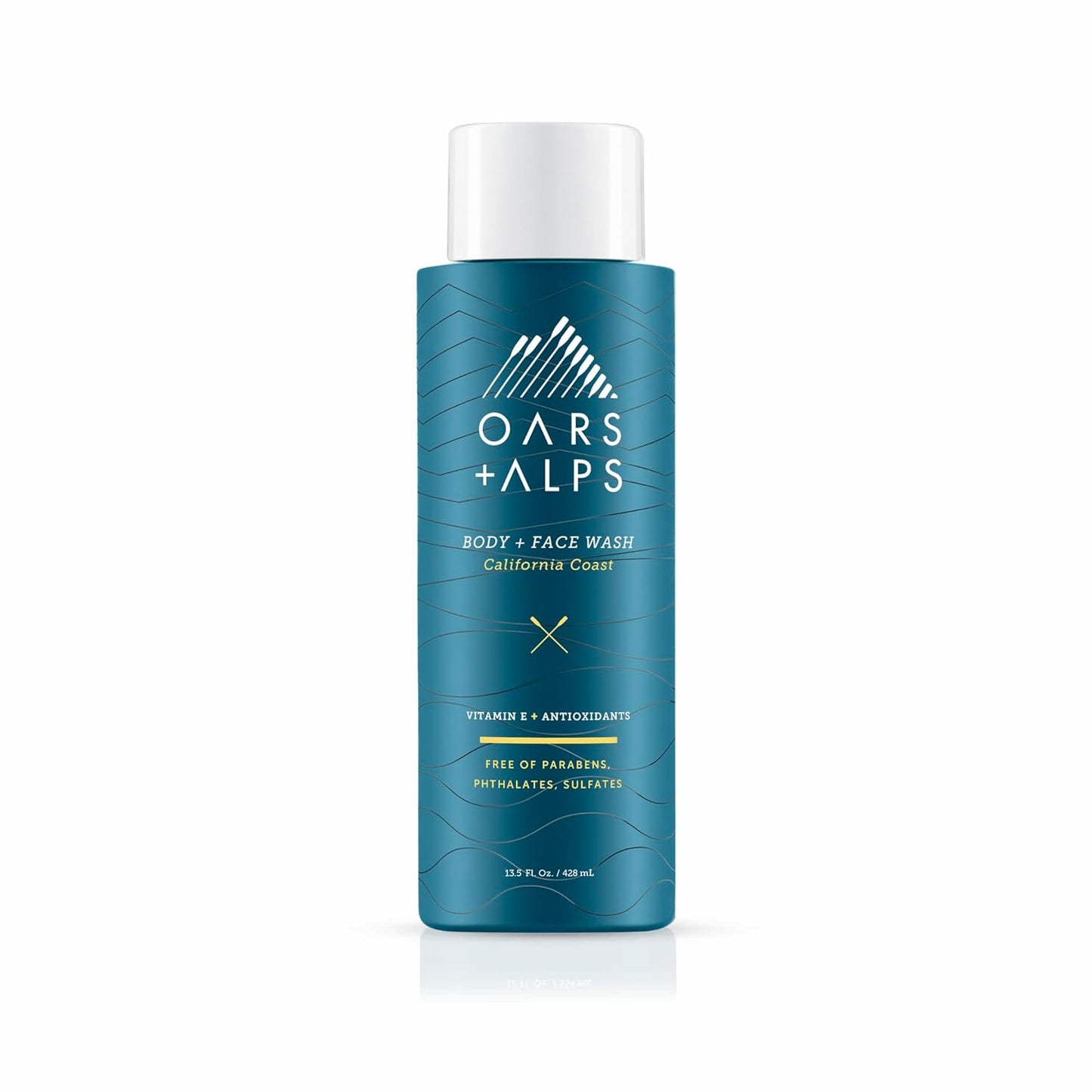 Oars + Alps Mens Moisturizing Body and Face Wash, Skin Care Infused with Vitamin E and Antioxidants, Sulfate Free, California Coast, 1 Pack
