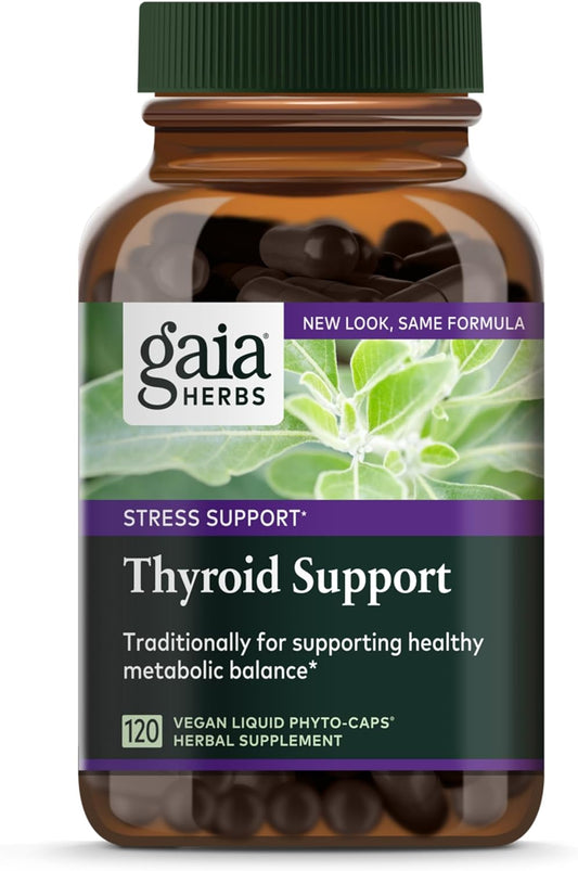 Gaia Herbs Thyroid Support - Made with Ashwagandha, Kelp, Brown Seaweed, and Schisandra to Support Healthy Metabolic Balance and Overall Well-Being - 120 Vegan Liquid Phyto-Capsules (40-Day Supply)