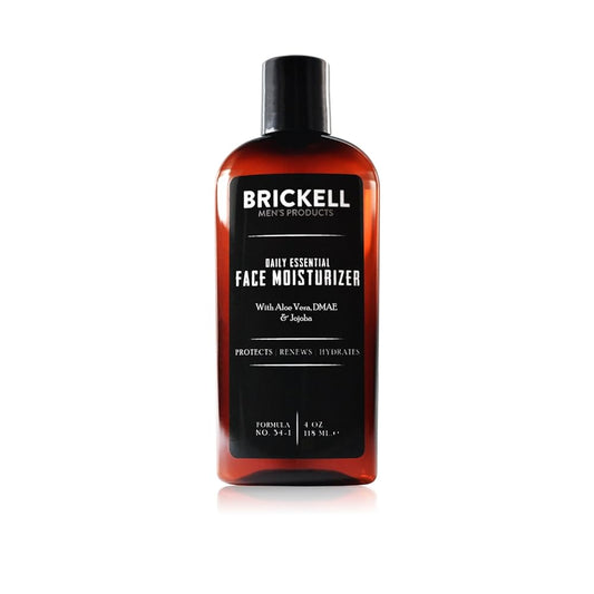 Brickell Men's Daily Essential Face Moisturizer for Men, Natural and Organic Fast-Absorbing Face Lotion with Hyaluronic Acid, Green Tea, and Jojoba, 4 Ounce, Scented