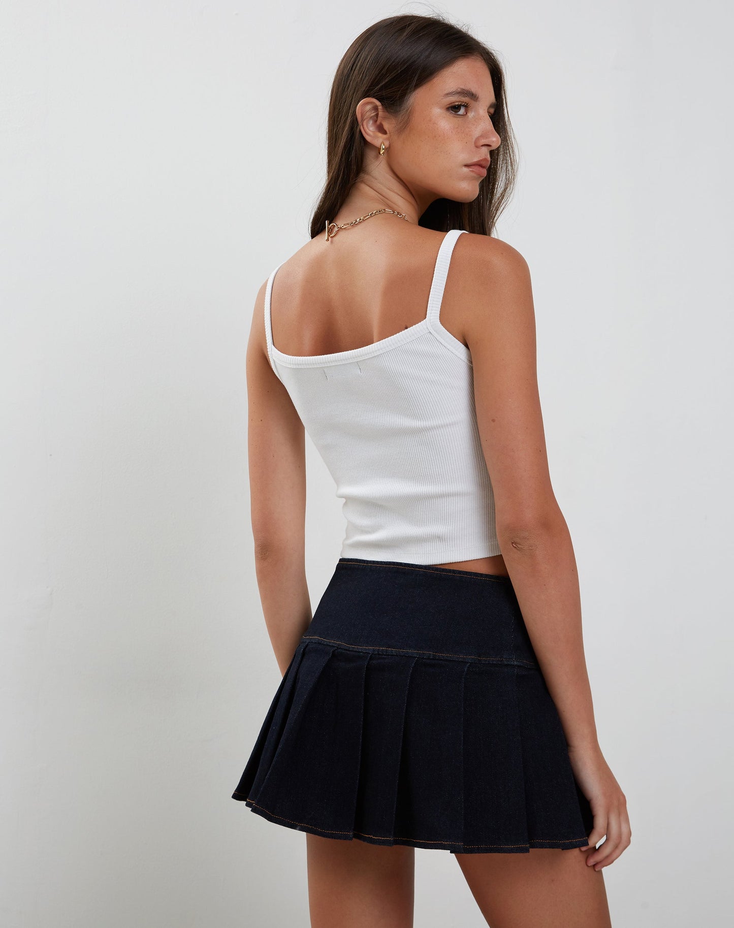 Casini Pleated Micro Skirt in Blue Wash Denim