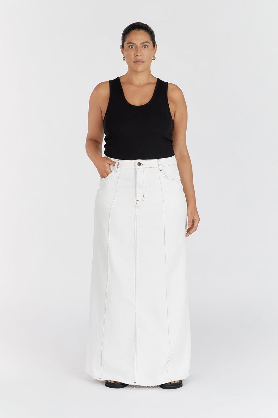 DELLA OFF WHITE COLUMN DENIM SKIRT Clothing DISSH Boutiques 6 OFF WHITE