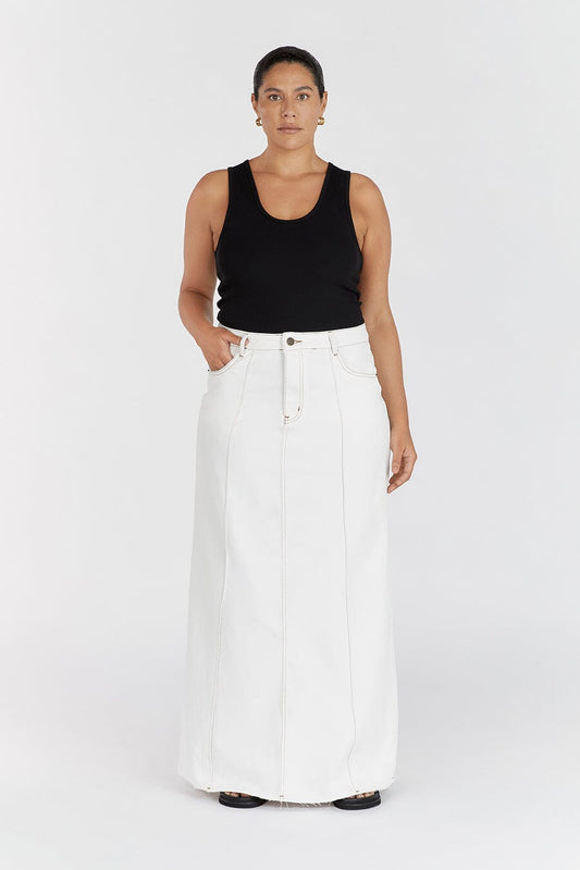 DELLA OFF WHITE COLUMN DENIM SKIRT Clothing DISSH Boutiques 6 OFF WHITE