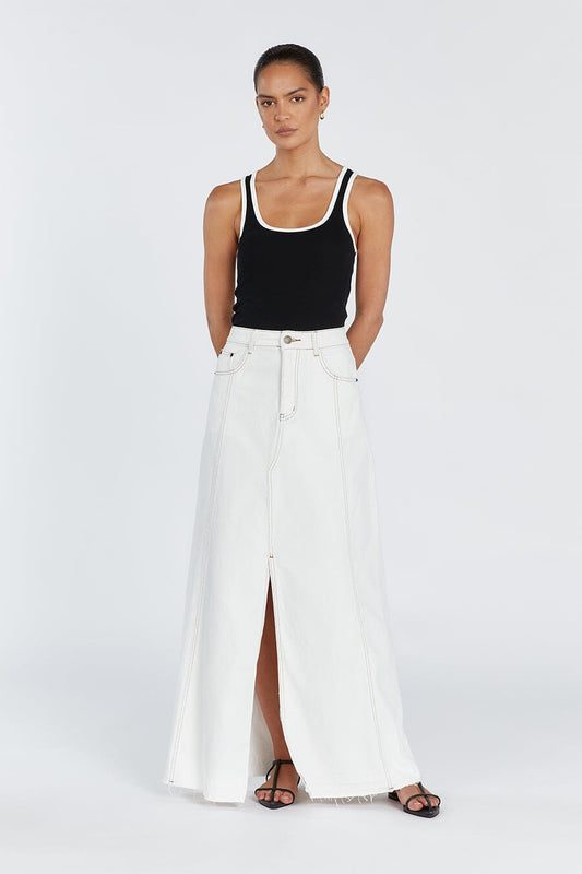 LENNON OFF WHITE DENIM MAXI SKIRT