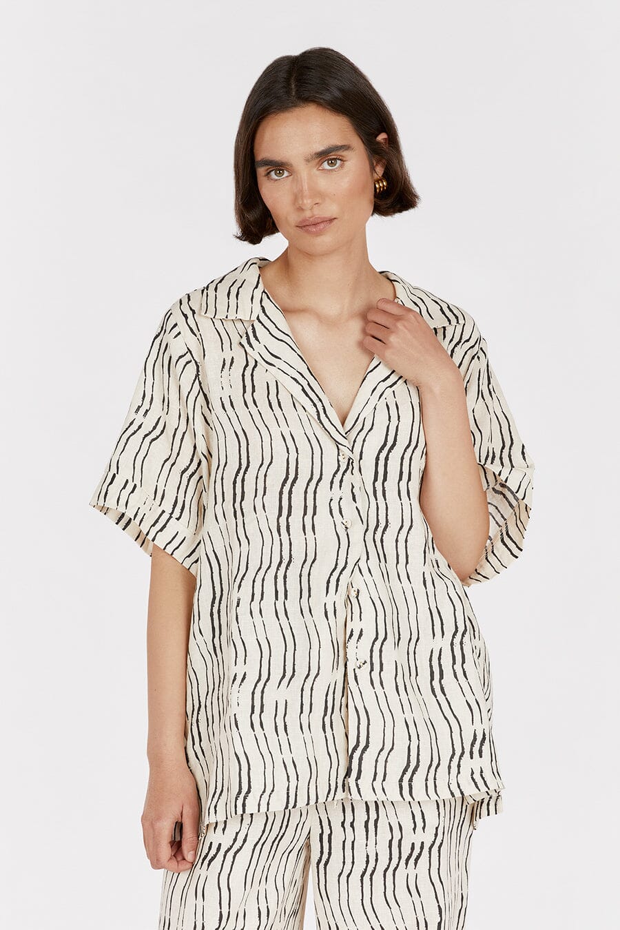 CLAIR CREAM STRIPE LINEN SHIRT