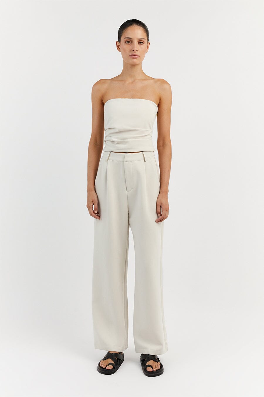 NILE BONE ROUCHED STRAPLESS TOP Clothing DISSH Boutiques 12 BONE