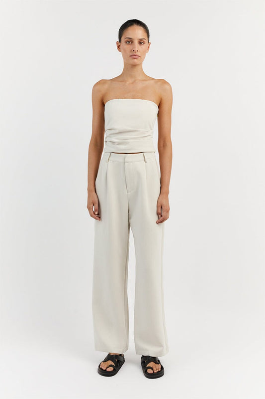 NILE BONE ROUCHED STRAPLESS TOP Clothing DISSH Boutiques 12 BONE