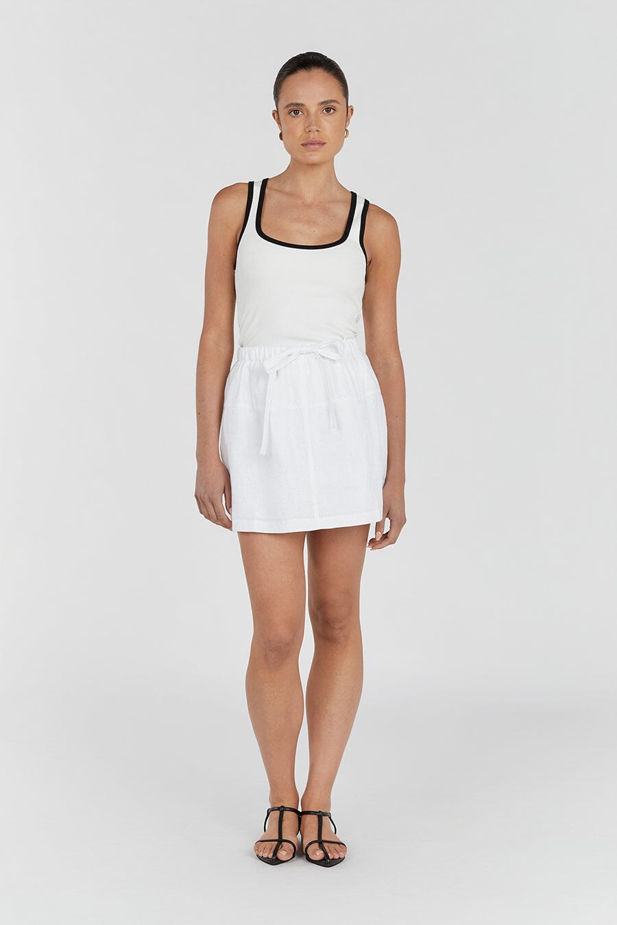 GINGER WHITE LINEN MINI SKIRT
