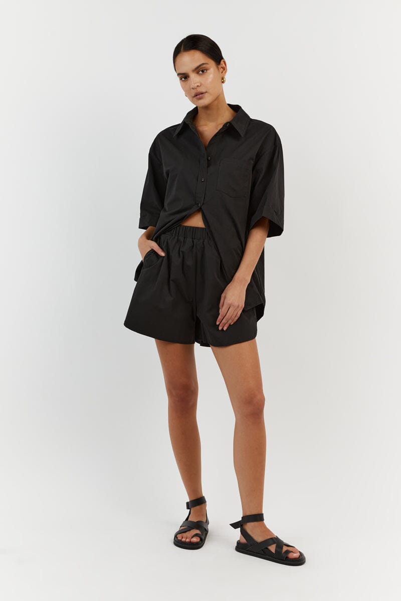 MAXIE BLACK COTTON SCOOP SHORT Clothing DISSH Boutiques 12 BLACK