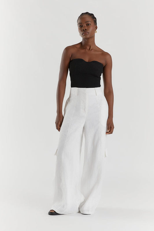 ISLA WHITE LINEN WIDE LEG PANT