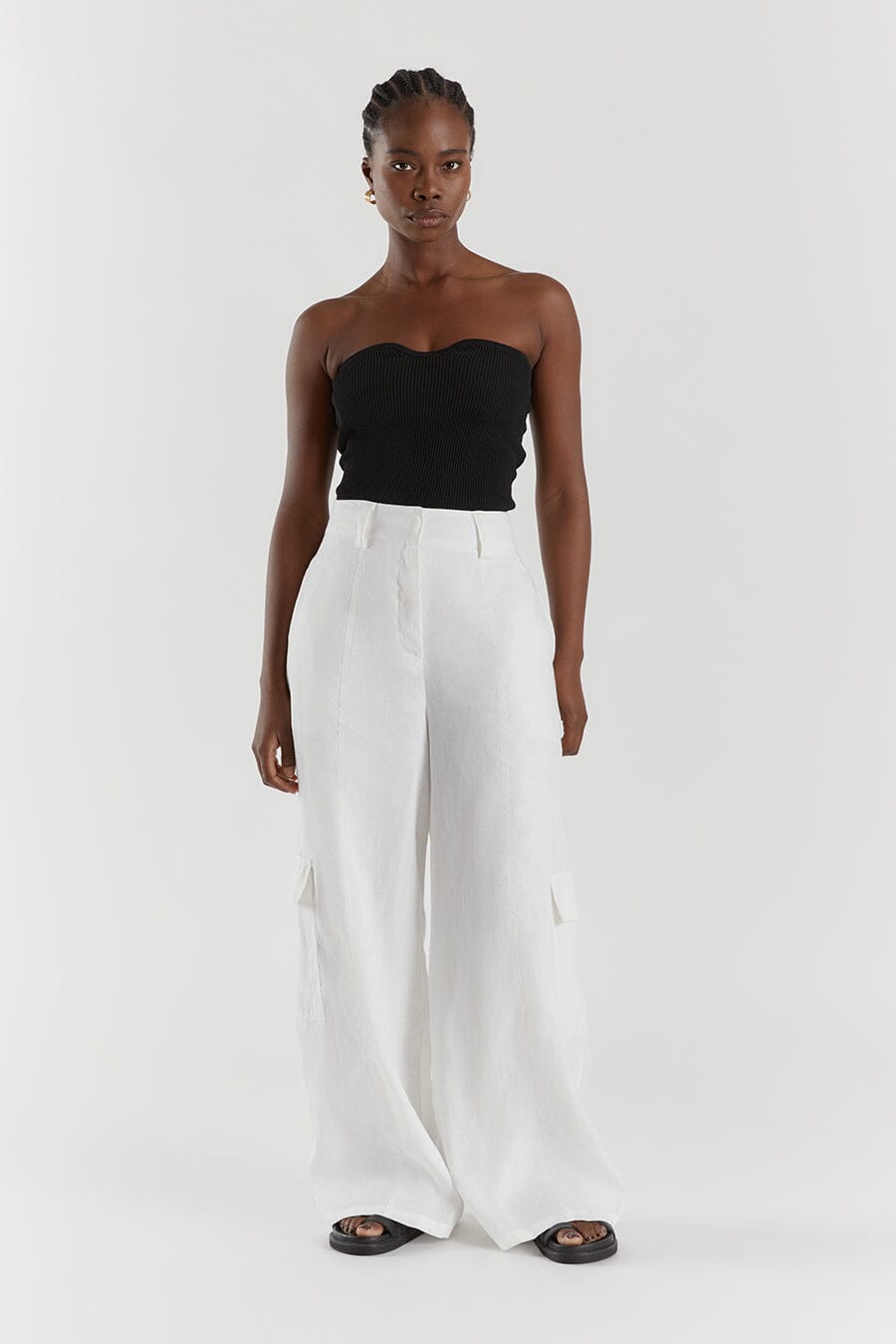 ISLA WHITE LINEN WIDE LEG PANT