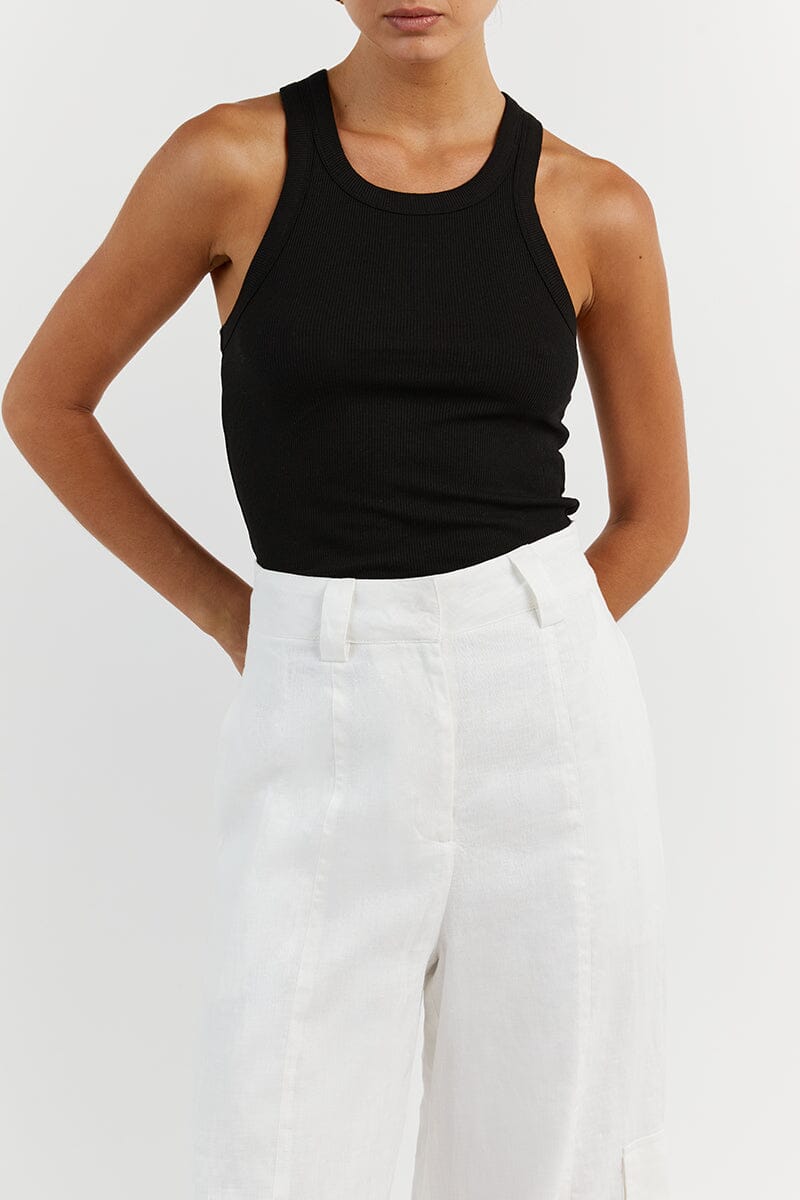 ISLA WHITE LINEN WIDE LEG PANT