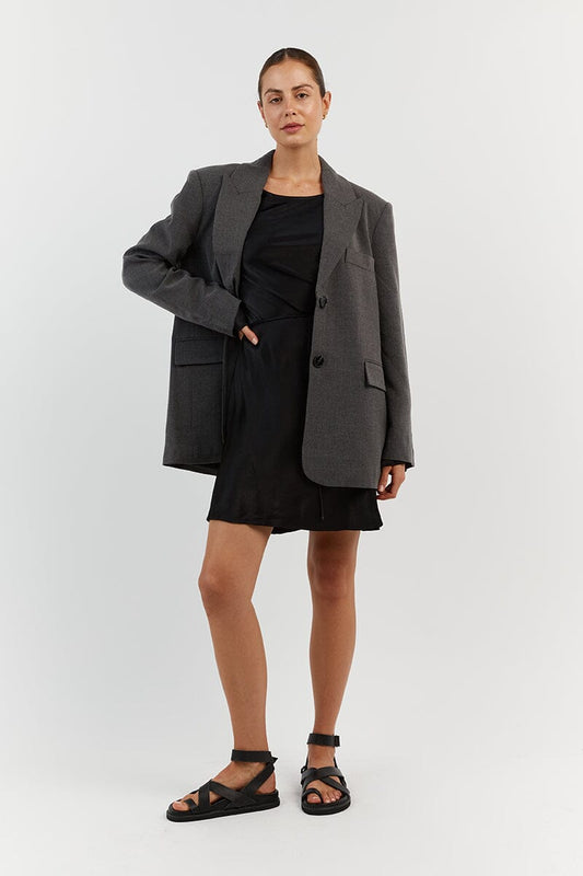 CHARLI BLACK SATIN SLIP MINI DRESS Clothing DISSH Boutiques 14 BLACK