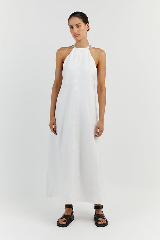 BREE WHITE LINEN MAXI DRESS Clothing DISSH Boutiques 16 WHITE