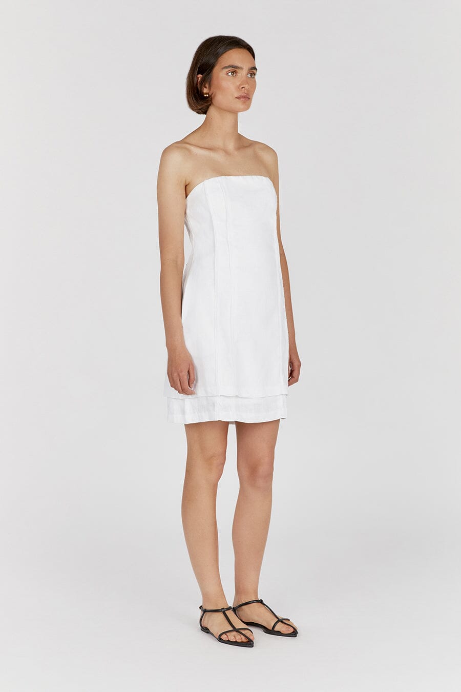 DULCE WHITE LINEN MINI DRESS