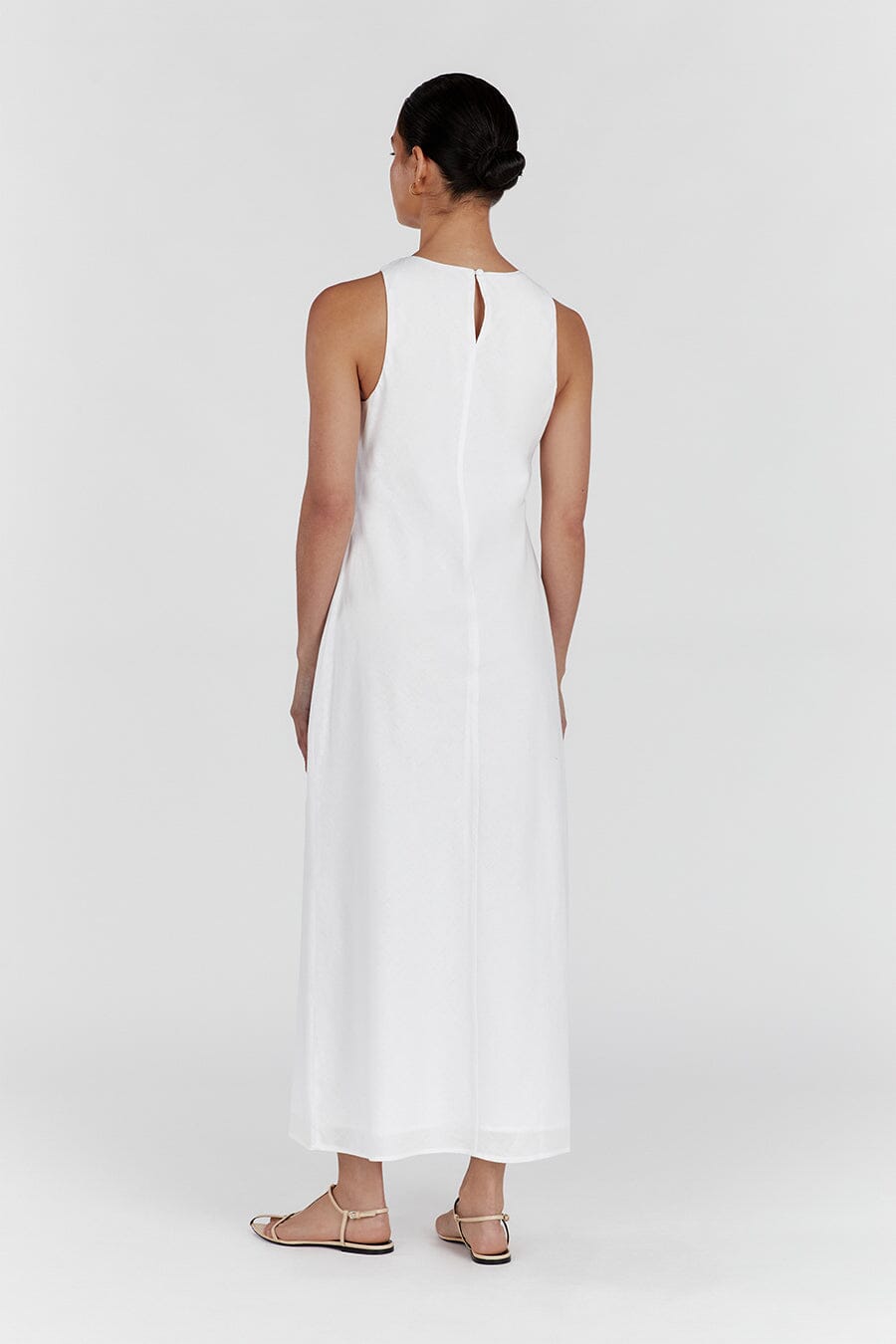 HARRIS WHITE LINEN MIDI DRESS