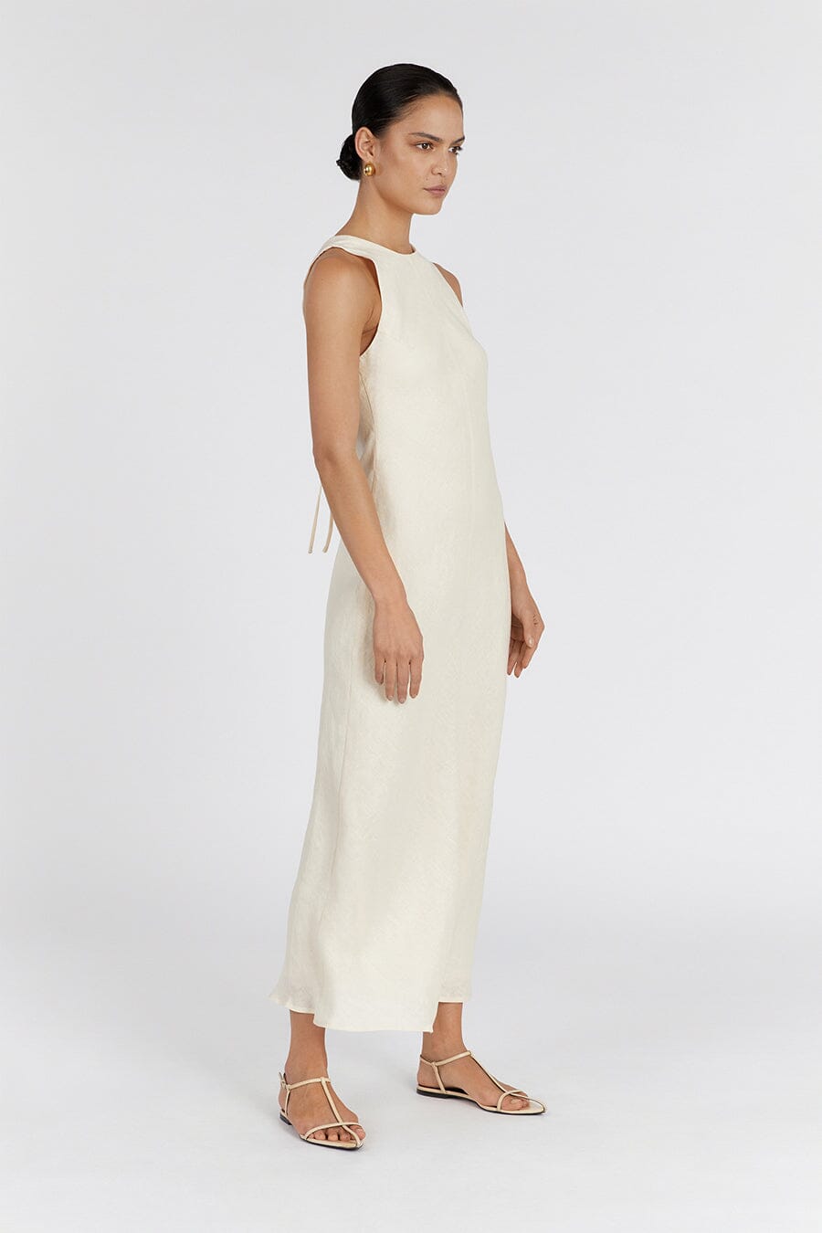 MERCURY BUTTERMILK LINEN MIDI DRESS