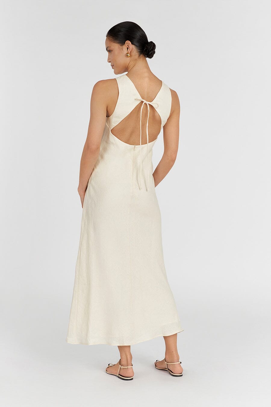 MERCURY BUTTERMILK LINEN MIDI DRESS