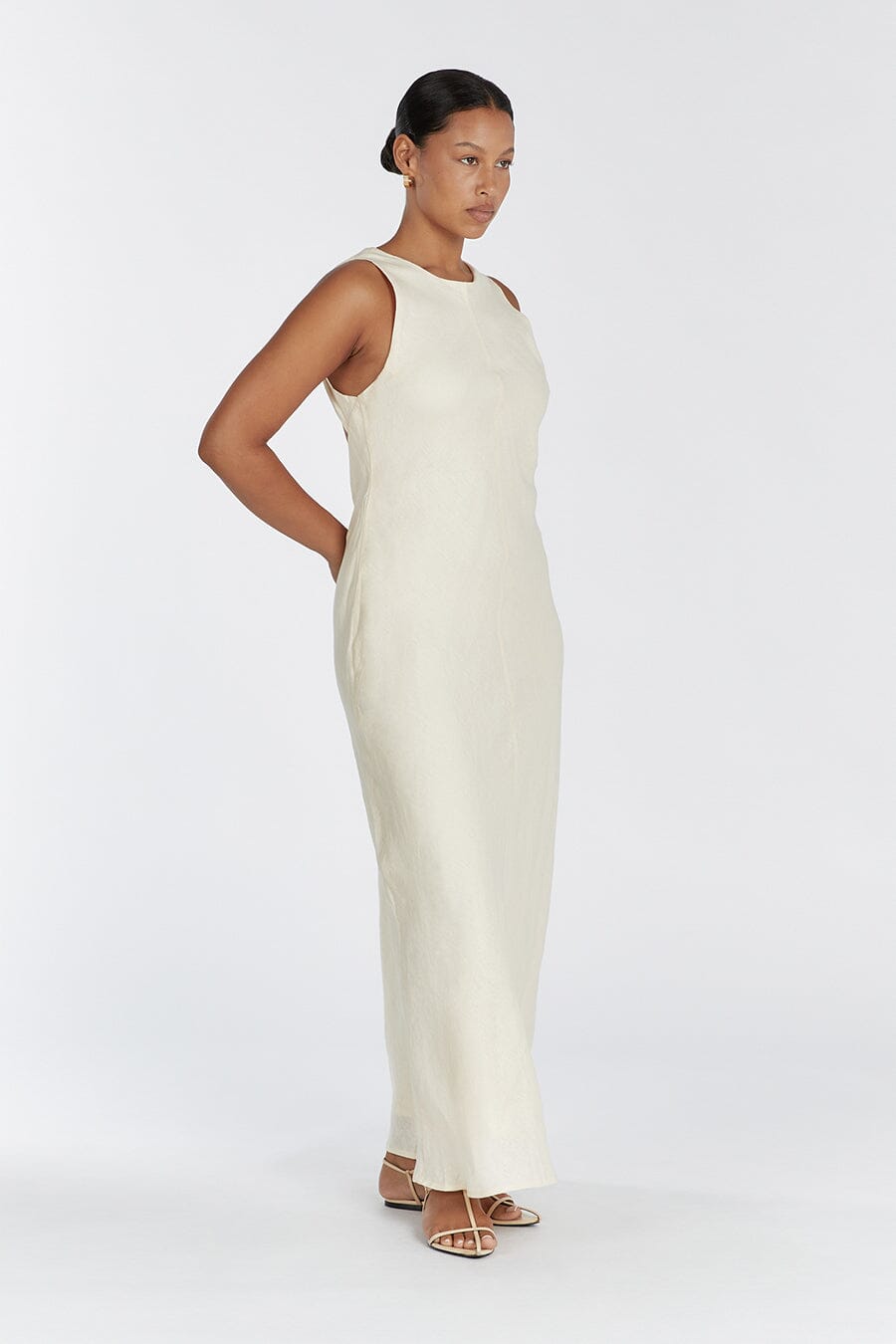 MERCURY BUTTERMILK LINEN MIDI DRESS