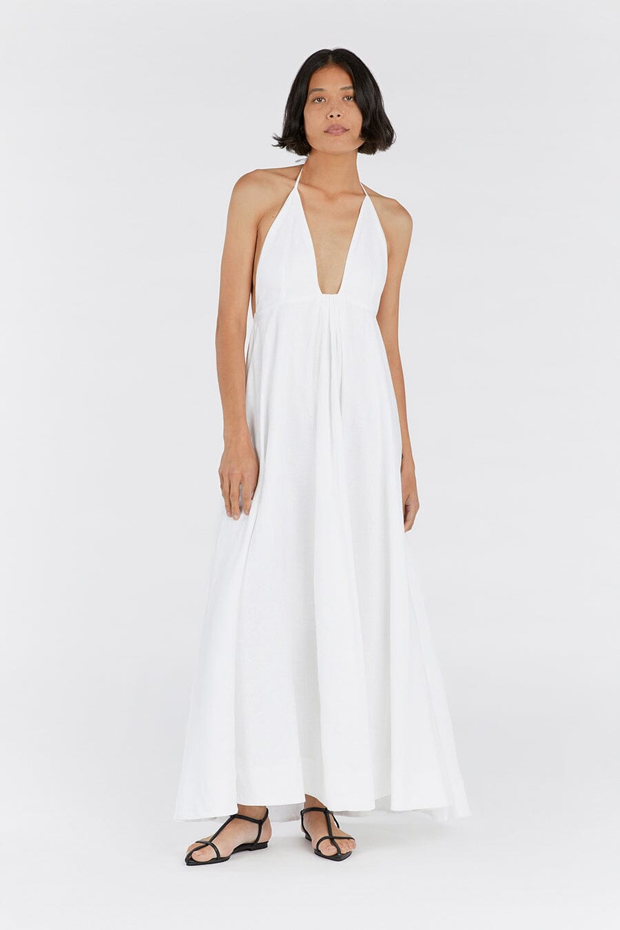 SICILY WHITE LINEN MAXI DRESS