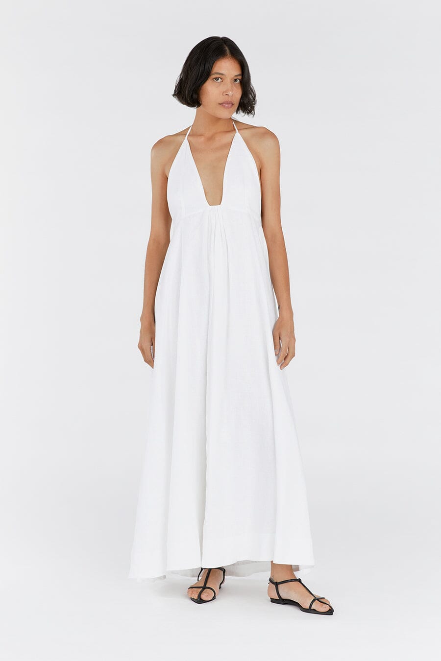SICILY WHITE LINEN MAXI DRESS