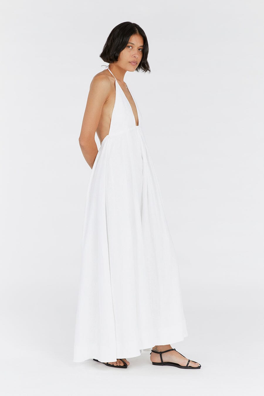 SICILY WHITE LINEN MAXI DRESS