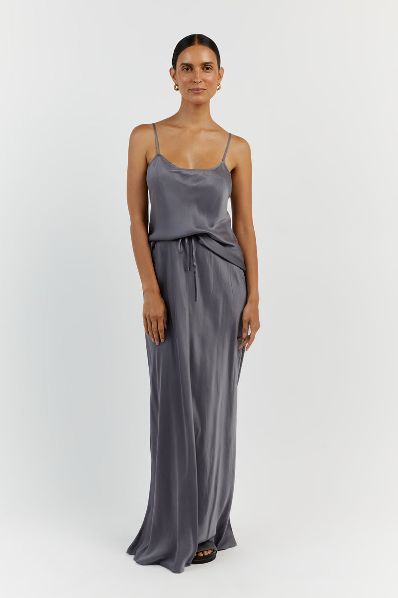 LAYLA CHARCOAL SILK CAMI Clothing DISSH Boutiques 6 CHARCOAL