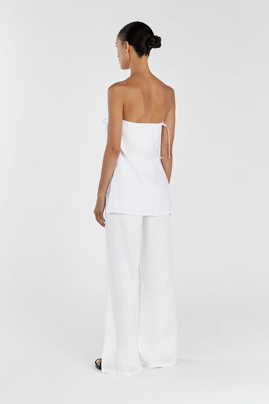 TORI WHITE LINEN STRAPLESS TOP