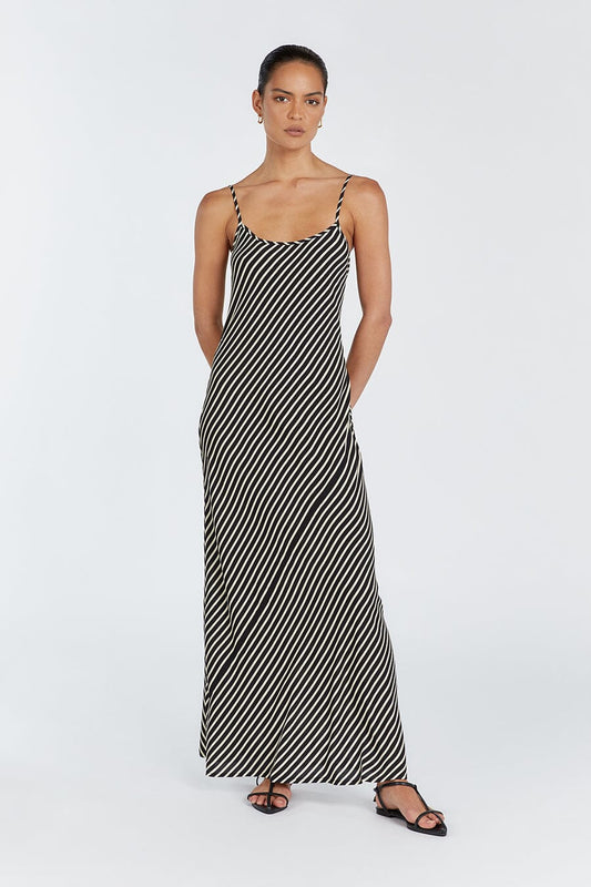 RORY STRIPE SCOOP MAXI DRESS Clothing DISSH Boutiques 12 BLACK