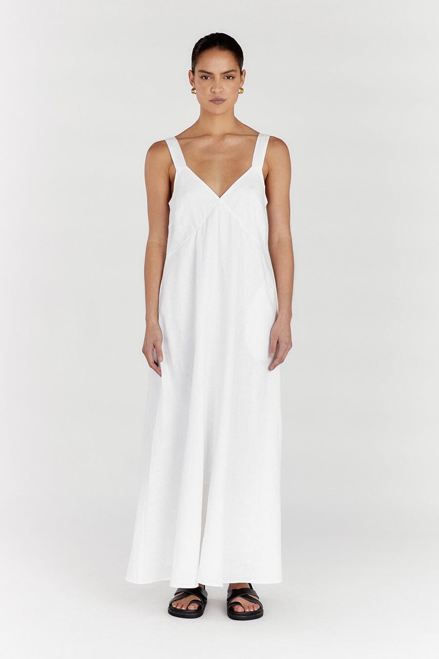 TIARNE WHITE LINEN MAXI DRESS Clothing DISSH Boutiques 14 WHITE
