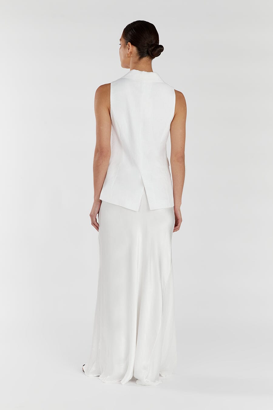 KRISTIN WHITE LINEN LONGLINE VEST