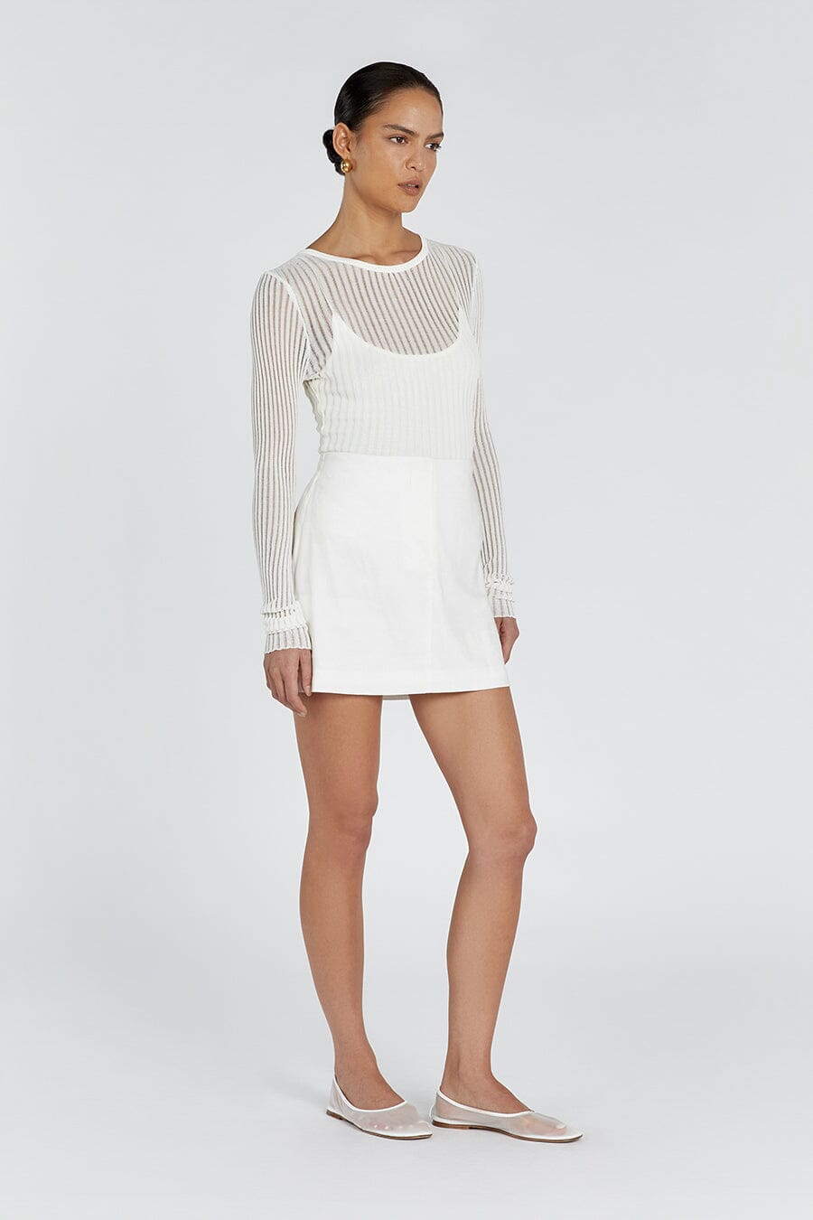 SLOAN WHITE LINEN BLEND MINI SKIRT