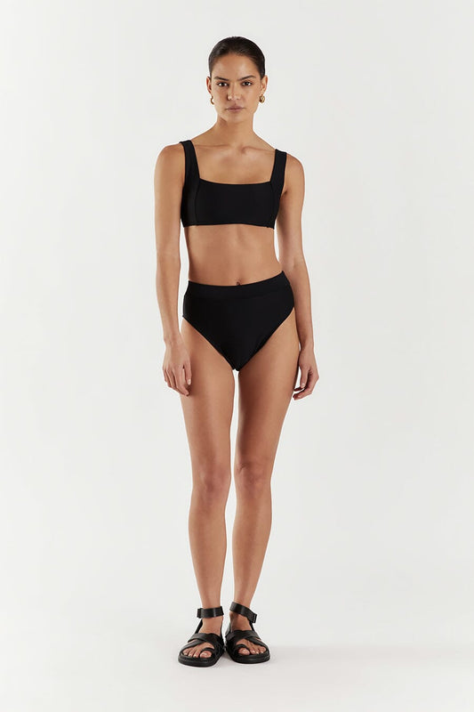 AMAYA BLACK RIB HIGH CUT BRIEF Clothing DISSH Boutiques L BLACK