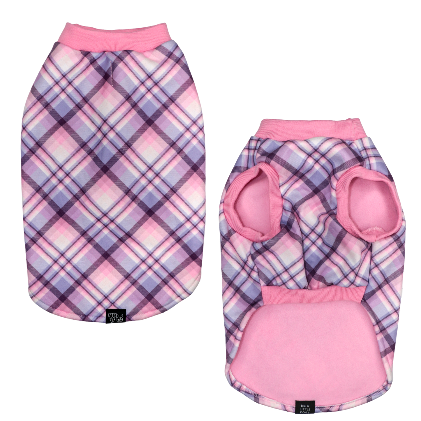 DOG FLEECE PYJAMAS: Purple and Pink Plaid {FINAL SALE}