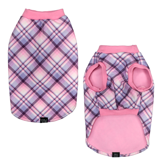 DOG FLEECE PYJAMAS: Purple and Pink Plaid {FINAL SALE}
