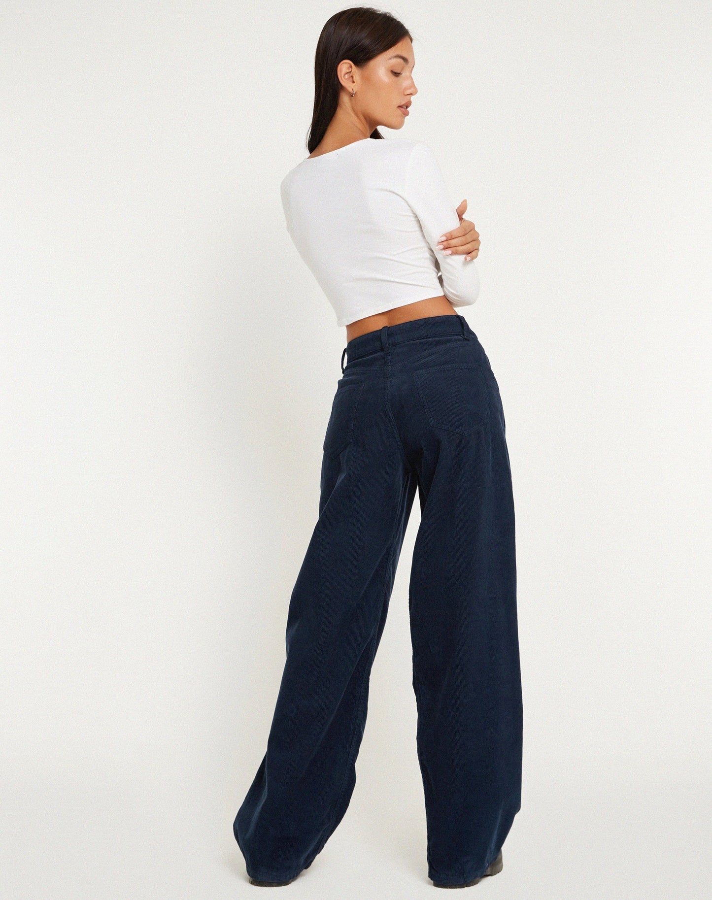 Roomy Extra Wide Low Rise Jeans in Cord Navy