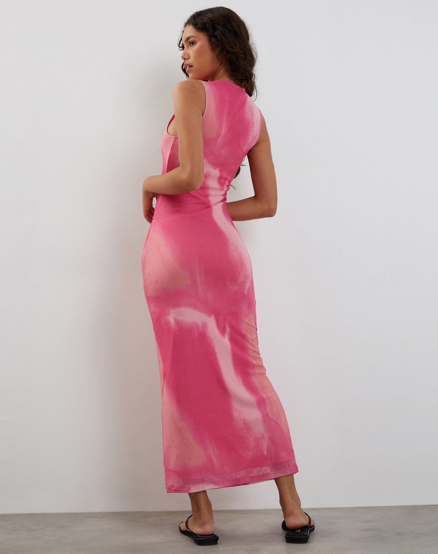 Fayola Printed Maxi Dress in Watercolour Pink