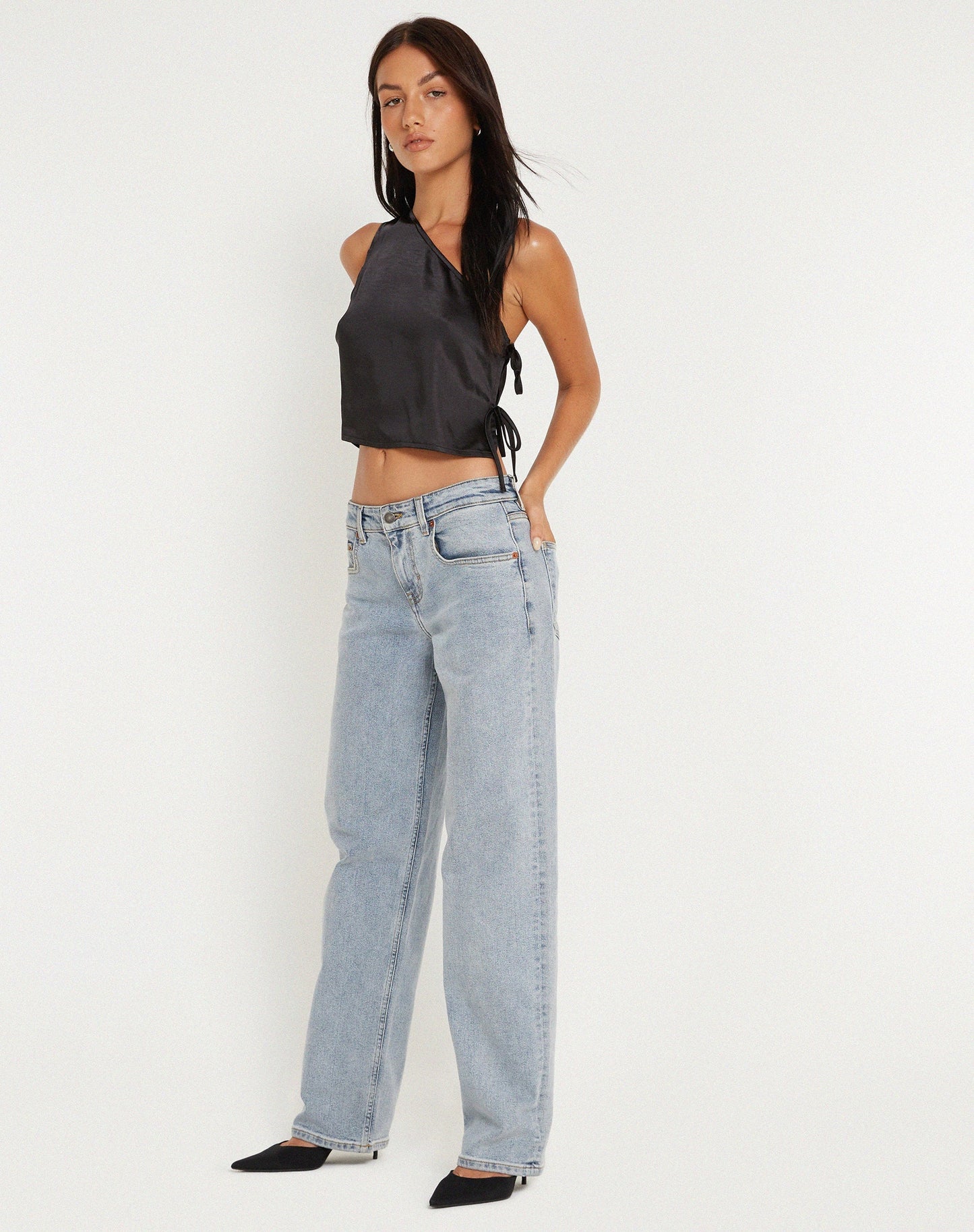 Floella Asymmetrical Top in Black