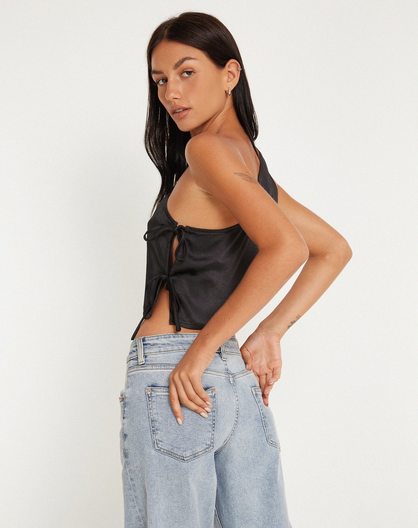 Floella Asymmetrical Top in Black