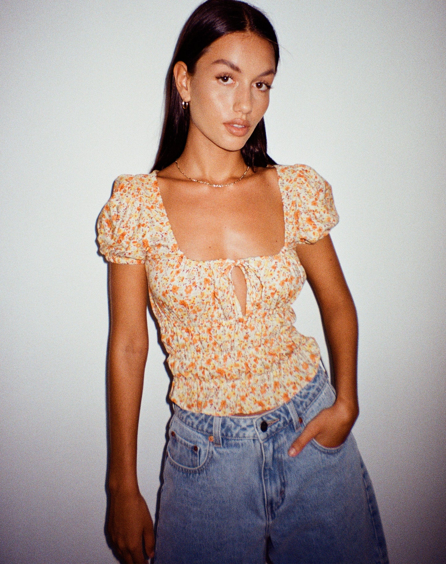 Galo Top in Ditsy Tangerine